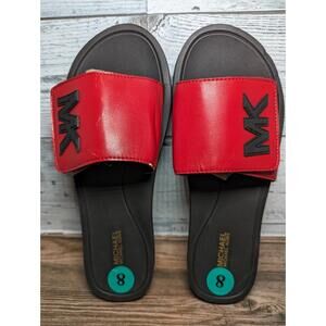 Michael Kors Slides Sandal Strap Womens Size 8 - Red & Black RX13B New No Tag.